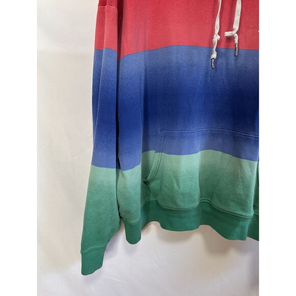 Polo Ralph Lauren Sweatshirt Mens Large Ombre Color Block Hoodie 92 Stadium - Picture 6 of 9
